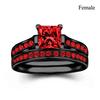 Fashion Couple Rings Romantic Red Rhinestones CZ Women Rings Set Trendy Men Stainless Steel Zirconia Ring Wedding Band Jewelry