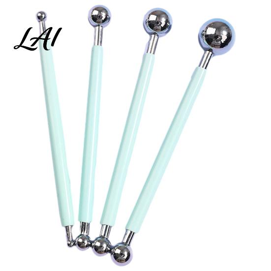 Pottery Modeling Tools 4Pcs Polymer Clay Sculpting Stick Set Shaping Tool with Stainless Steel Ball 4 Size DIY Fondant