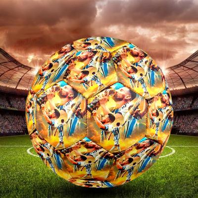 Football Player Print Size 5 Soccer Ball, Standard Match Football for Sports Game and Team Practice, Ideal Gift for Soccer Fans