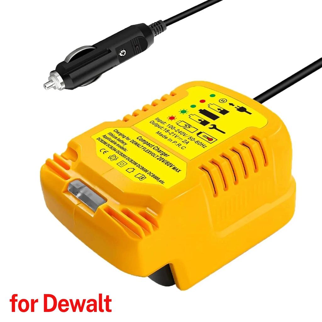 Vehicle Portable Charger for Makita/Dewalt/Milwaukee 18V Lithium Battery Cigarette Lighter Plug 2A Mini Compact Charger