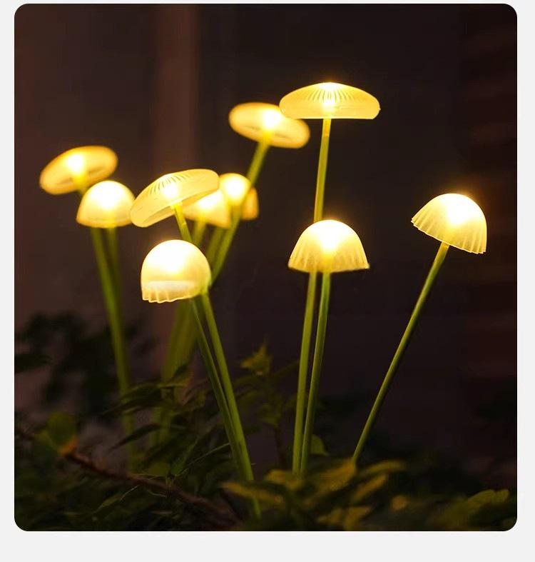 LED Solar Jellyfish Silicone Mushroom Garden Light - Outdoor Decorative Lawn Atmosphere Lamp