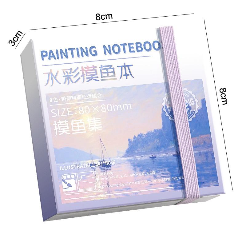 1 Set Mini-Malheft für Schüler Tragbares Taschennotizbuch Skizzen-Aquarellfarben-Palette Set Tragbare Aquarellpalette