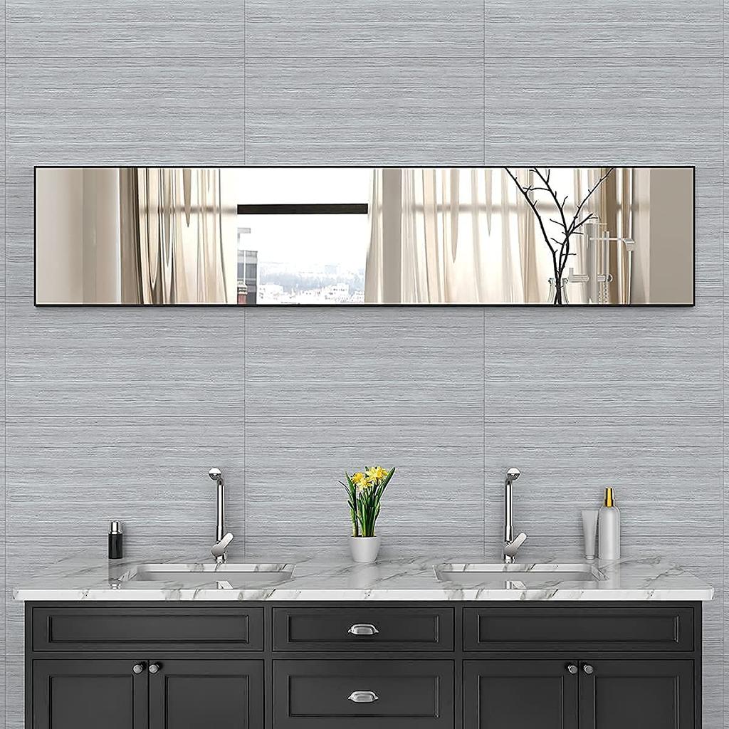 SmartEasy Standing Door Mirror with Aluminum Alloy Stylish Design Mirror, Full-Length Mirror, Wall-Mounted Frame, (Black, 16535CM)