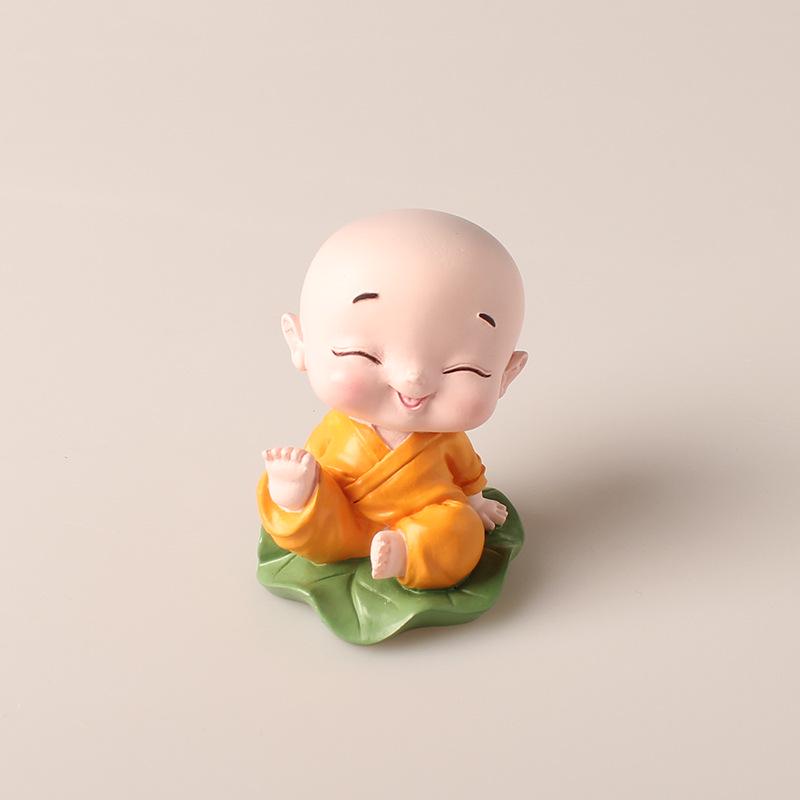 Zen Car Decor: Set of Four Shaking Head Monk Ornaments for Interior Decoration