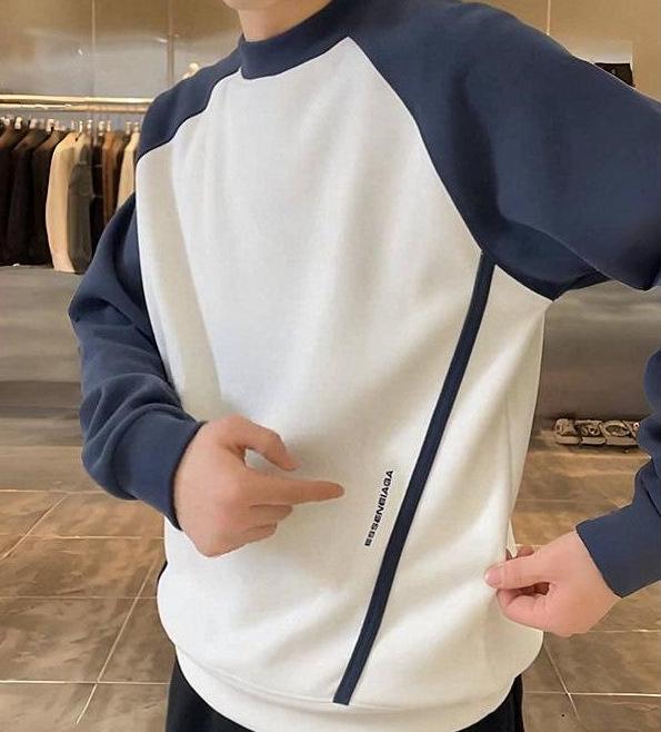 Men s Slim Fit Long Sleeve Patchwork Color Block Hoodie - Trendy Autumn/Winter Fashion L