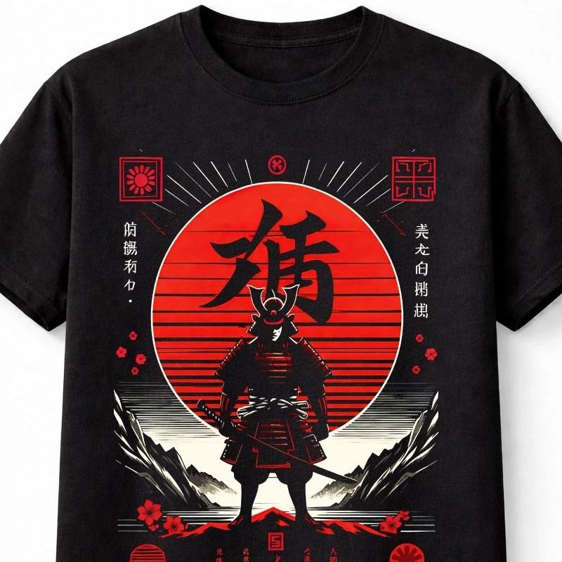 Samurai Warrior Japanese Ronin Red Sun Kanji Art Unisex TShirt S