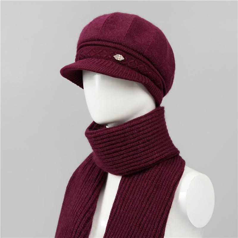 Kaninchenfell Strickwollmütze Kinder Herbst und Winter Vielseitig Winter Warm Kaltmütze Schirmmütze