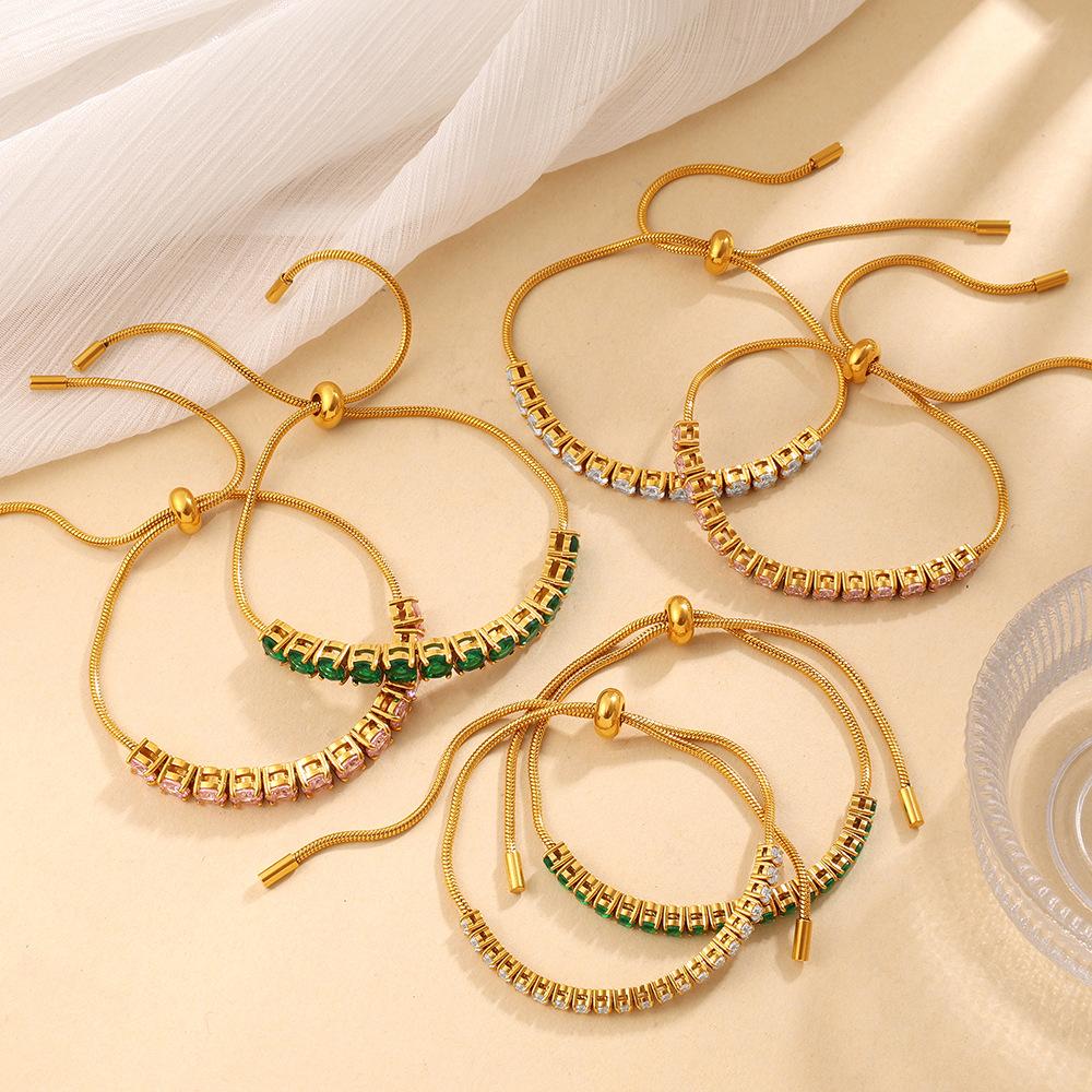 Stacked versatile gold drawstring bracelet exquisite shining adjustable diamond-encrusted jewelry