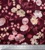Soimoi Japan Crepe Satin Fabric Leaves,Peony & Dahlia Flower Printed Fabric 1 Metre 42 Inch