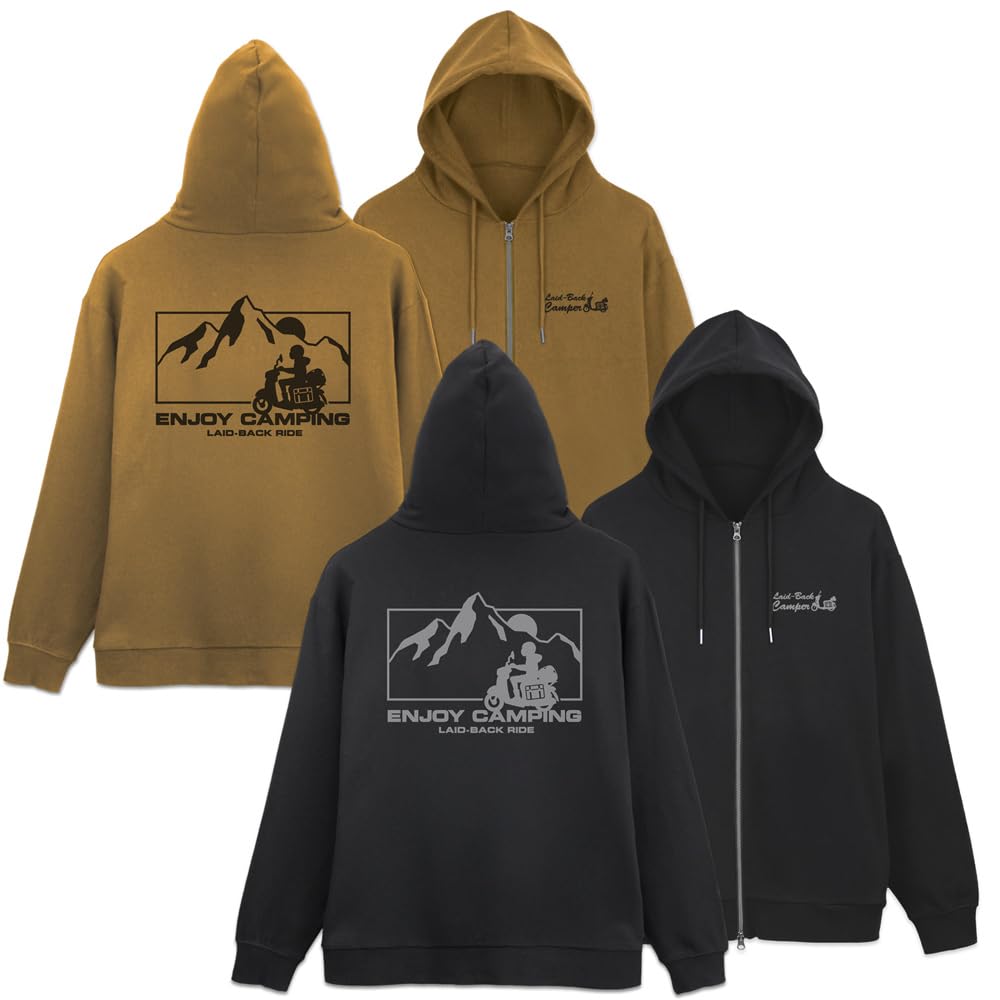 2D COSPA Camp SEASON Silhouette Bike Shima Rin Zip Hoodie BLACK M Size [Official] "Laid-Back 3"