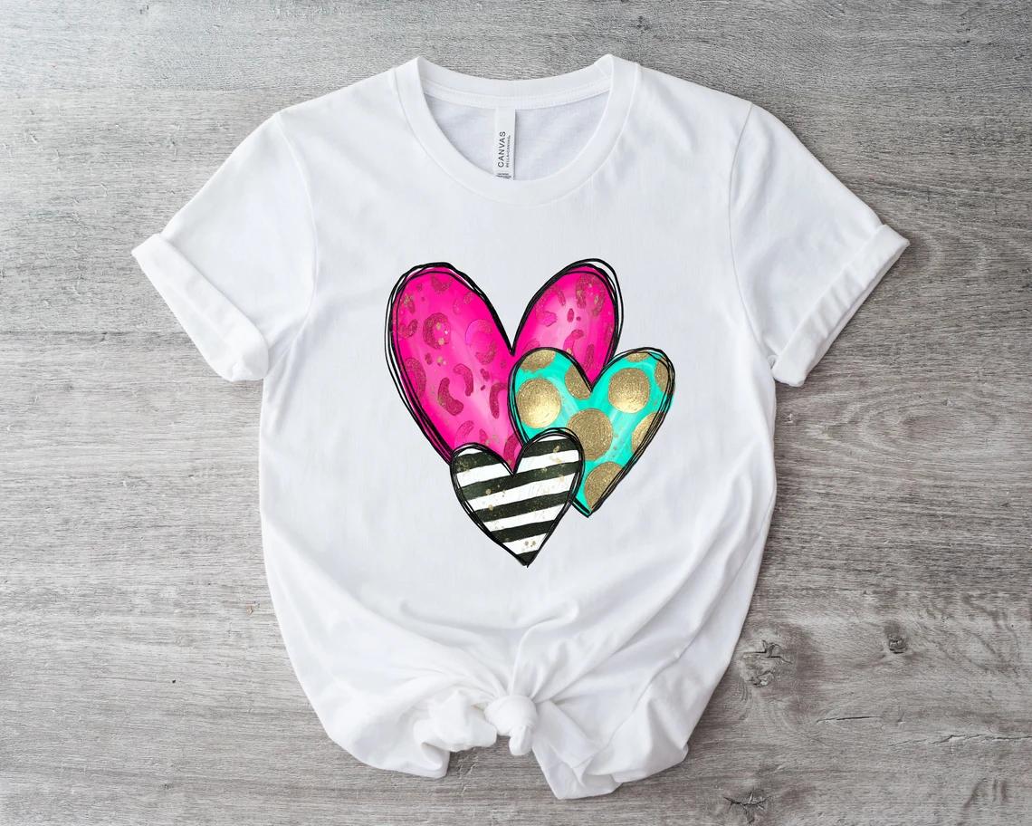 Valentines Day TShirt Beautiful Watercolor Heart Shirt Valentines Days Shirt Valentines Day Gift Womens Valentine Gift Tee S