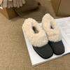 Thick heel square head gentle fluffy shoes women's winter new French gray with skirt fairy temperament velvet warm cotton shoes