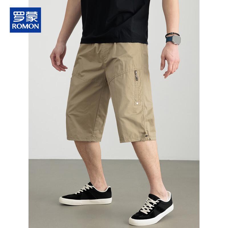 ROMON Men's 100% Cotton Casual Capri Shorts