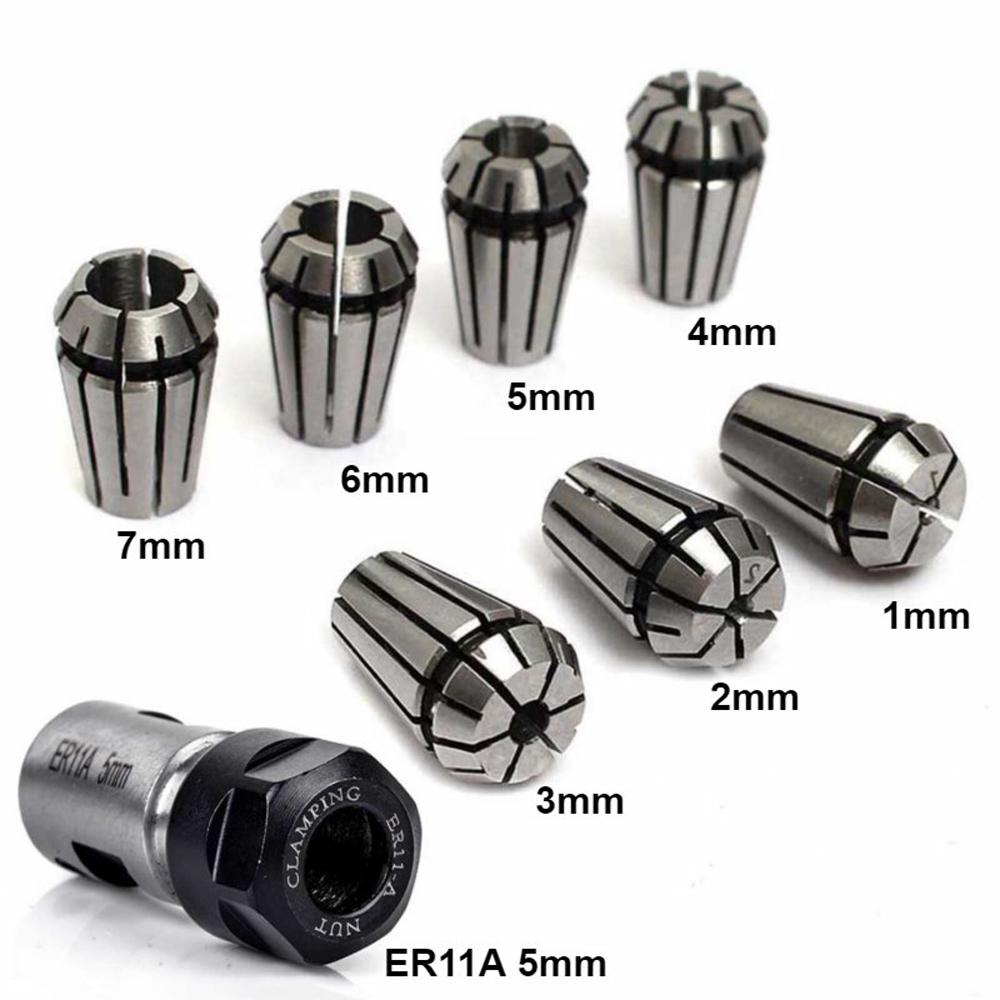 11 Spring Collet Set, 7 Pieces, High Strength Steel with 5mm Extension Rod, for Engraving, Milling, Drilling, 775 795 885 895 Engines