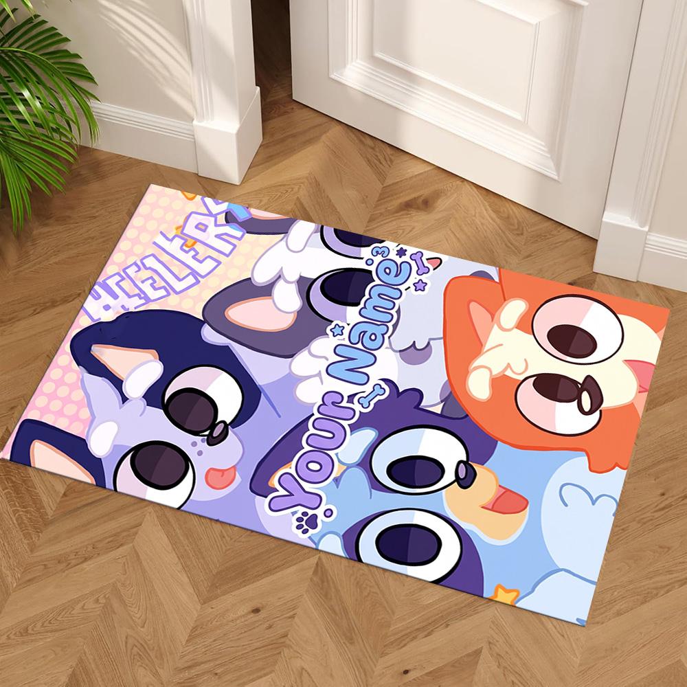 Bluey Personalized Text Area Rug Suitable for Playrooms Study room Hallway Living Rooms Anti-slip Rug Office home decor Birthday/Christmas Gift