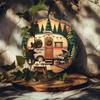 Vintage Metal Tin Sign Rustic Camping Car Wall Decor 8 Inch Round Retro Home Art