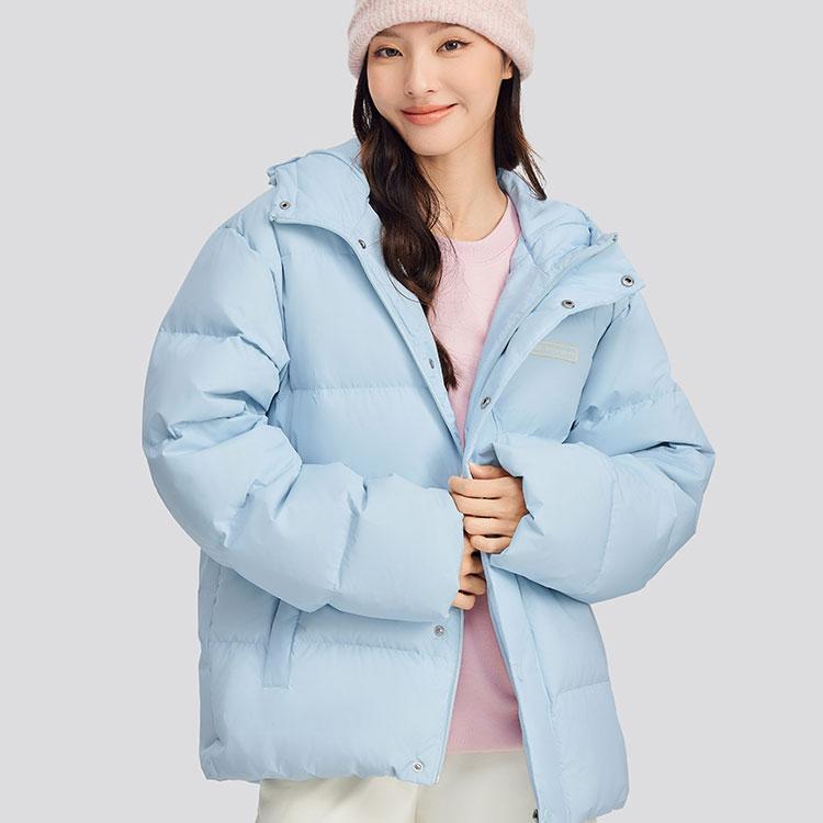 Skechers Windproof Waterproof Oil-Resistant Teflon Three-Proof Warm Duck Down Hooded Jacket Unisex Jacket Sky-Light-Blue L324U154-0400
