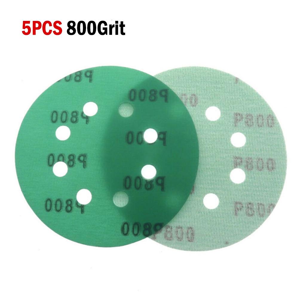 5Inch 8Hole Sanding Discs& Wet Dry PET Film Green Sandpaper Polishing