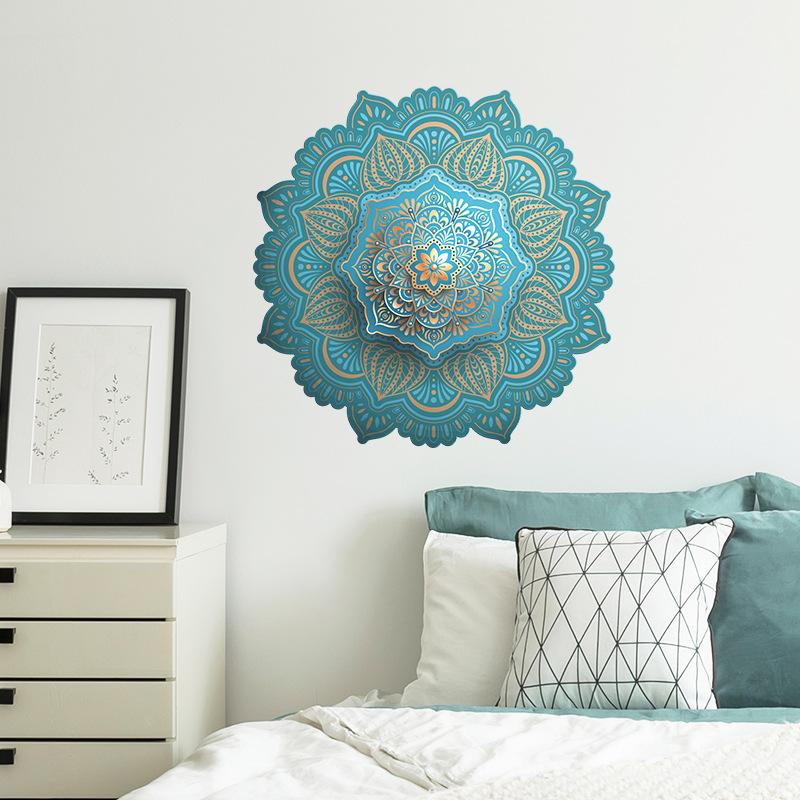 Green Mandala Wall Stickers, Arabic Pattern Festive PVC Decals for Middle East Home Wall Decor, Removable
