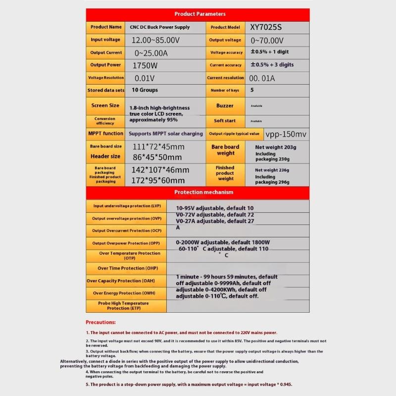 Upgraded Digital Controlled Regulator 70V 25A 1750W Output Accuracy Electric Current Stabilization for Testing Use