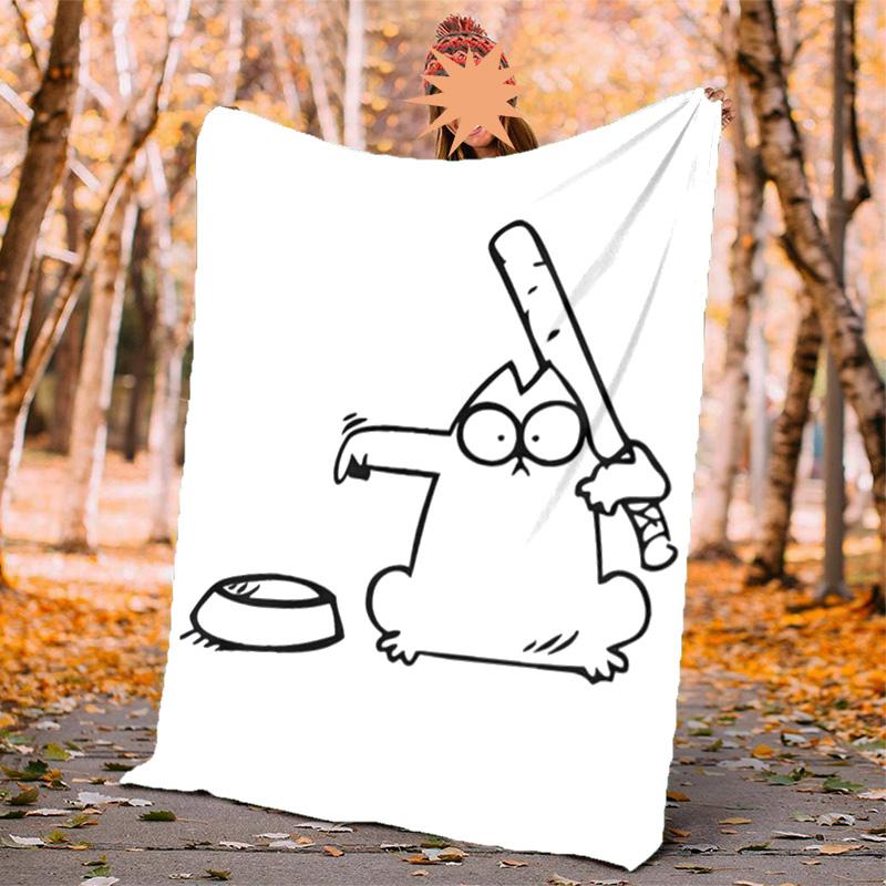Simon's Cat Flanelldecke Weich Warm Ganzjahresdecke, Design für Camping, Autoreisen, Wandern Sofa, Bett, Büro Perfektes Geschenk für Partys