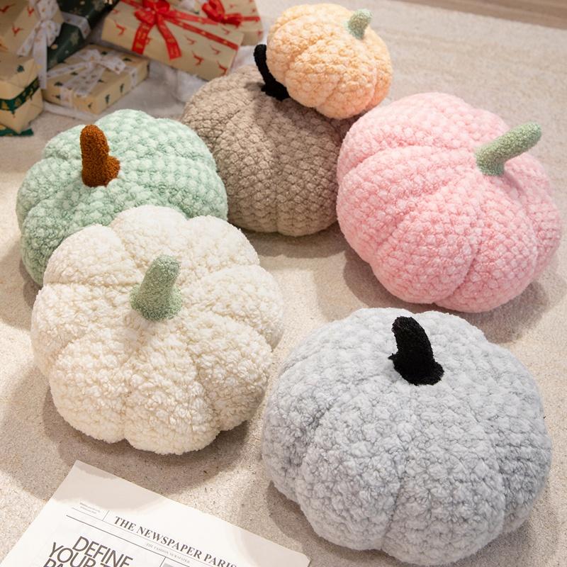 Pretty Cream Color Pumpkin Plush Toys Stuffed Soft Lifelike Pumpkin Doll Cozy Home Throw Pillow Kawaii Party Decor Nice Gift