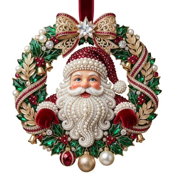Festive Home Accents Cute Santa Christmas Ornaments, 2D Flat Acrylic Claus Hanging Durable Festival Ornaments Decoration for Holiday Tree, Indoor,