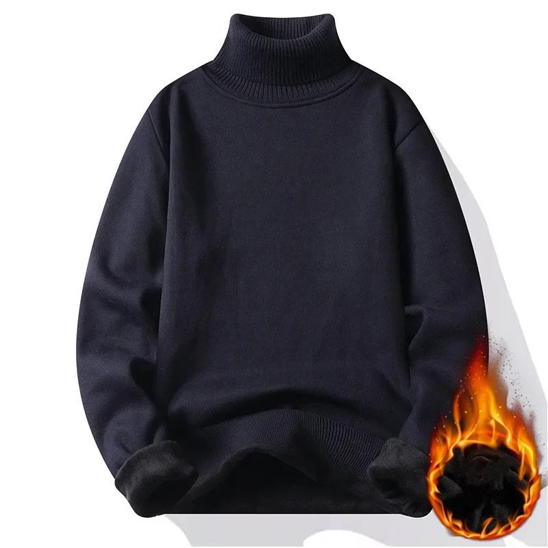 Herbst 2025 Herren Rollkragenpullover Winter Herren Fleece Pullover Rollkragen Gestrickter Pullover Warmer Herrenpullover Slim Fit Casual Pullover