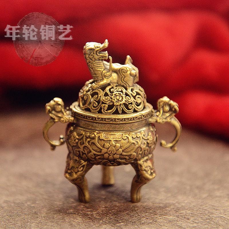 Handcrafted Brass Qilin Incense Burner Office Desk Decor Traditional Chinese Mythical Beast Figurine Home Workspace Aroma Qilin Incense Burner