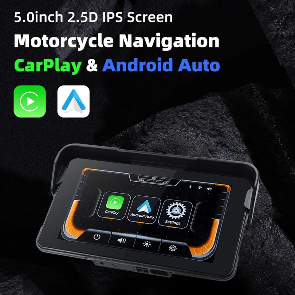 5.0 Inch Motorcycle Navigation Screen Wireless CarPlay Moto Android Auto GPS Motorcycle Navigation Display Screen Digital Motorcycle Dashboard