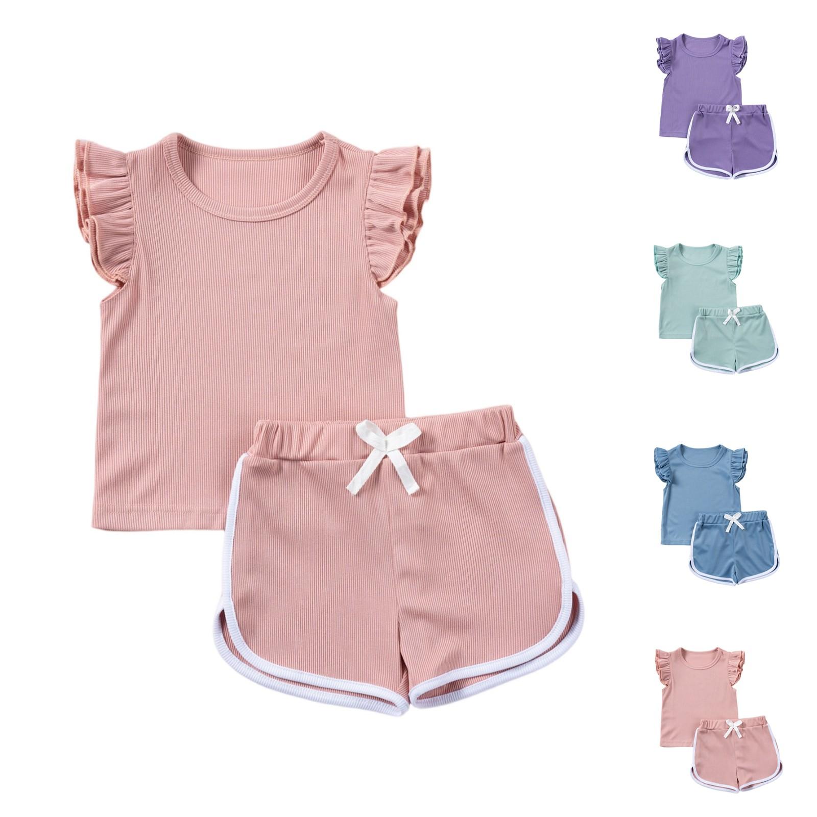 

Girls Color Block Set - Striped Sleeveless Outfit 90 фіолетовий