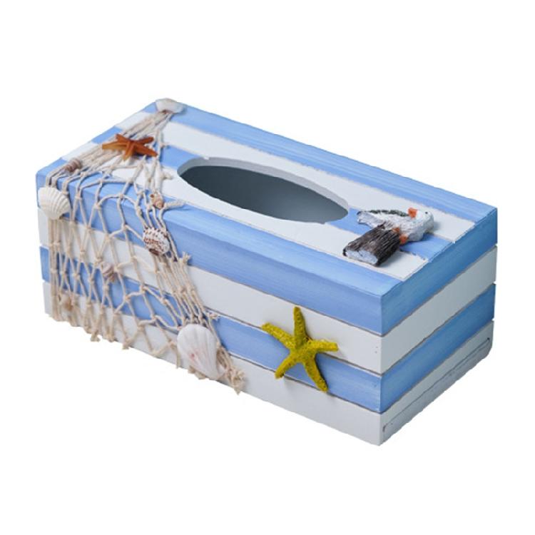 Mediterranean Decorative Tissue Box Coastal Beach Nautical Table Decor Organizer 1