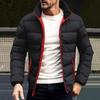 Yousheng Herren Daunenmantel Stehkragen Langarm Durchgehender Reißverschluss Einfarbig Jacke Mantel mit Seitlichen Reißverschlusstaschen Outdoor Freizeit Gesteppte Oberbekleidung