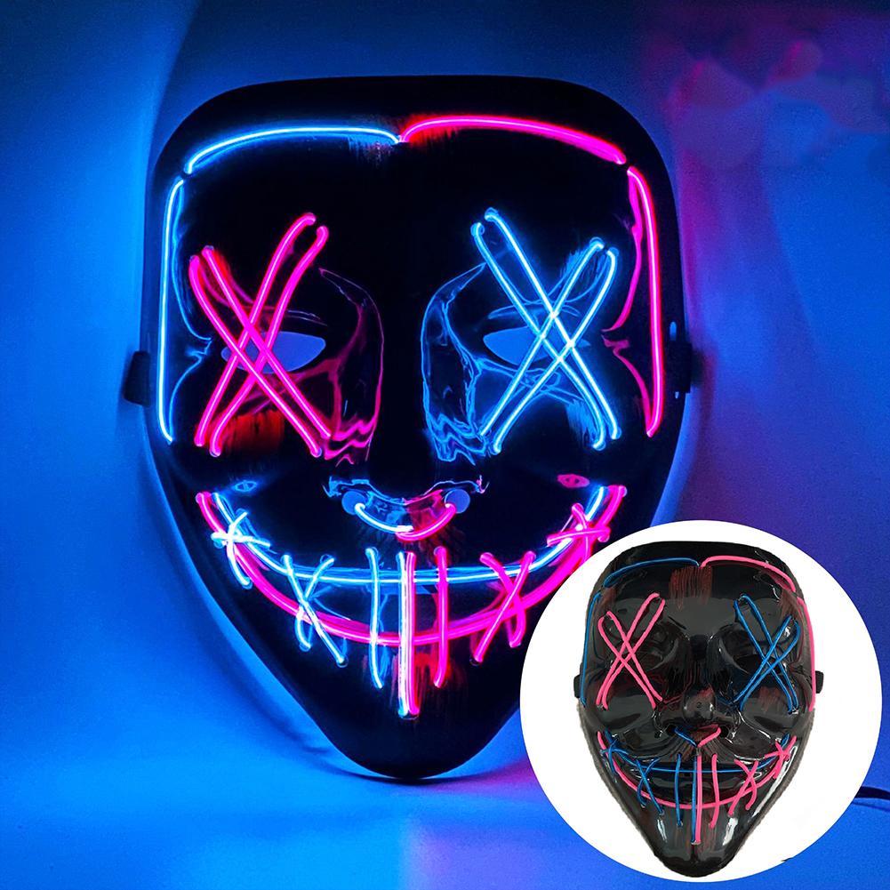 Wireless Halloween Neon LED Purge Mask Masque Masquerade Party Masks Light Grow In The Dark Horror Mask Glowing Masker