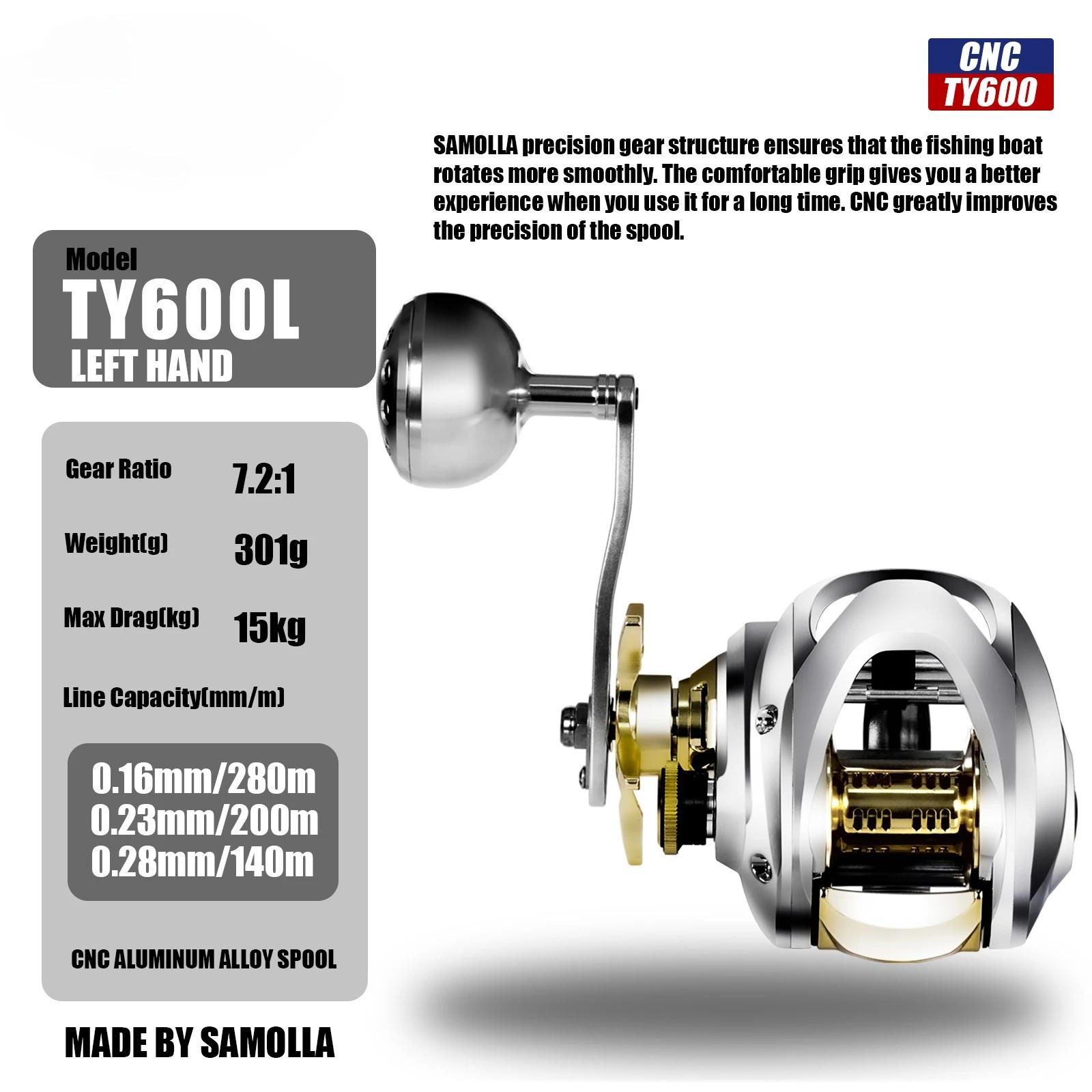 

2026 All Aluminum Alloy Shell and Base Baitcasting Reel Large Deep Sea Fishing Reel Saltwater Waterproof Speed Ratio 7.2:1 and 10+1 BB 15kg Max Drag Left Hand