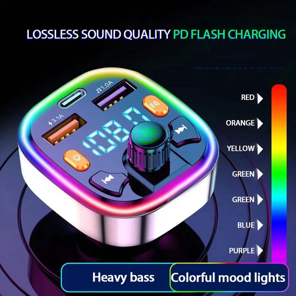 12v-24v Fm Transmitter External Microphone Dual Usb Fast Handsfree Car Charge Car Charger Bluetooth Fm Pd Modulator Type 5. K4m3