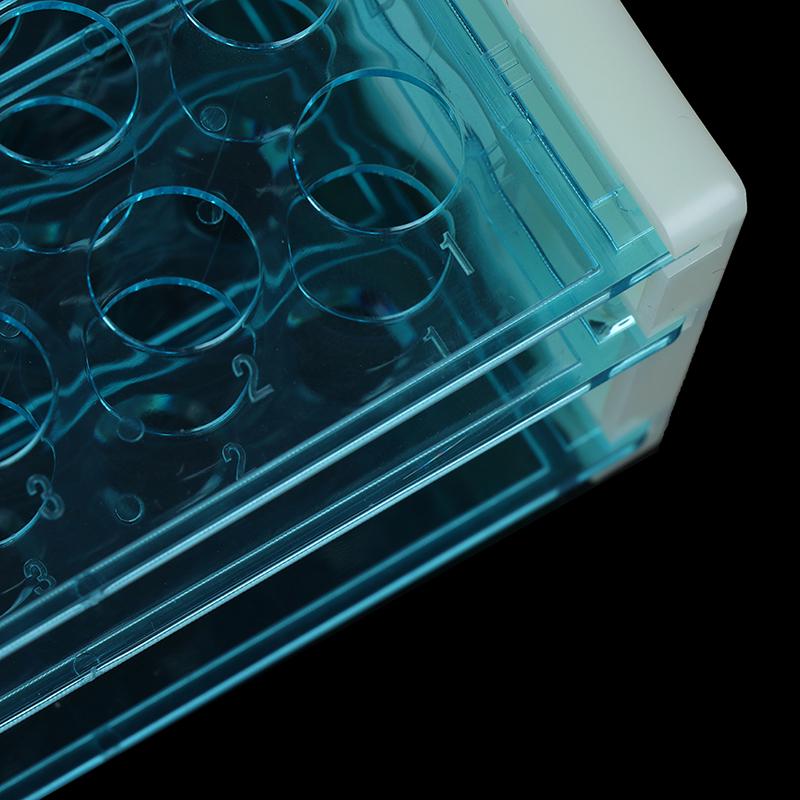 10Pcs Plastic Test Tubes Vials With Caps & Pipe Rack Holder Stand 40/50 Holes