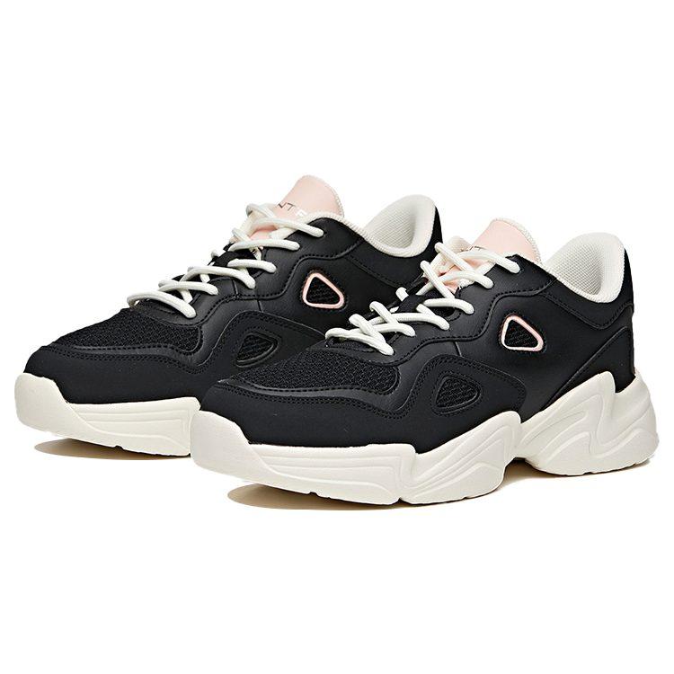 Anta Chunky Sneakers Women's Low Top Black/Baby Pink/Ivory White 122018880-2