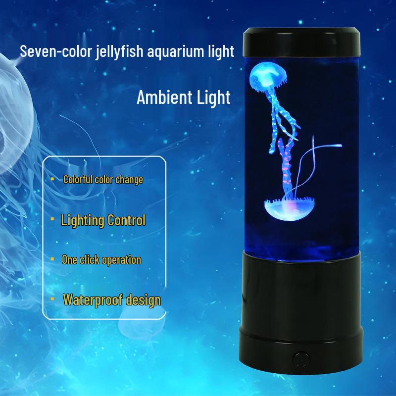 Creative LED Jellyfish Light - Cylindrical USB Plug-in with Color-Changing Atmosphere for Nighttime Illumination