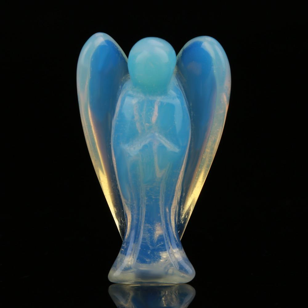 Crystal Opalite Crystal Angel Polished Crystal Guardian Angel Hand-Carved Angel Office Desk Decor