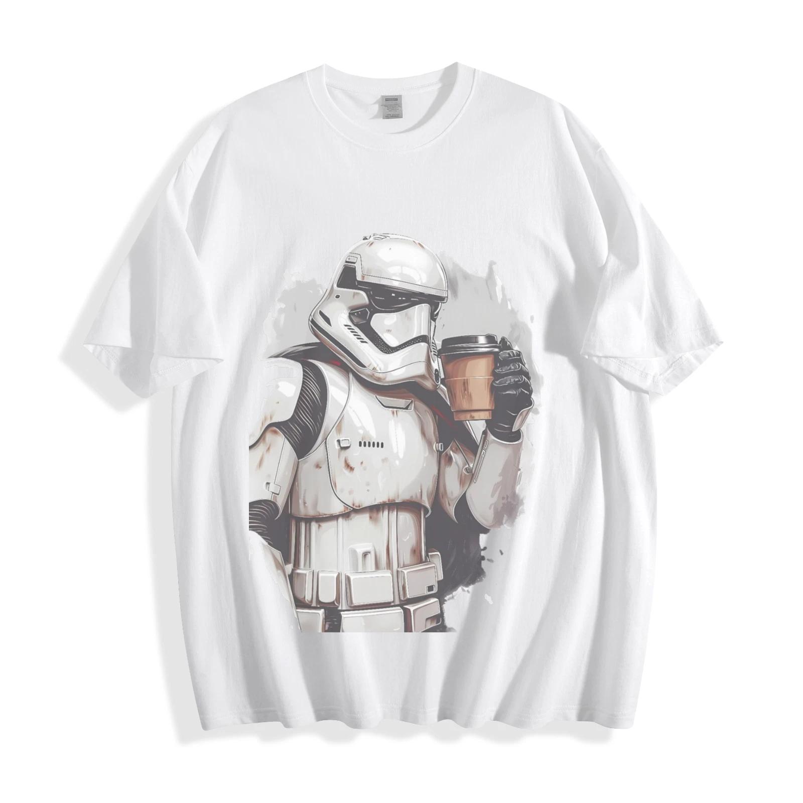 Coffee-Loving Stormtrooper Star Wars T-Shirt - Quirky Galactic Soldier Unisex Te XXXXL