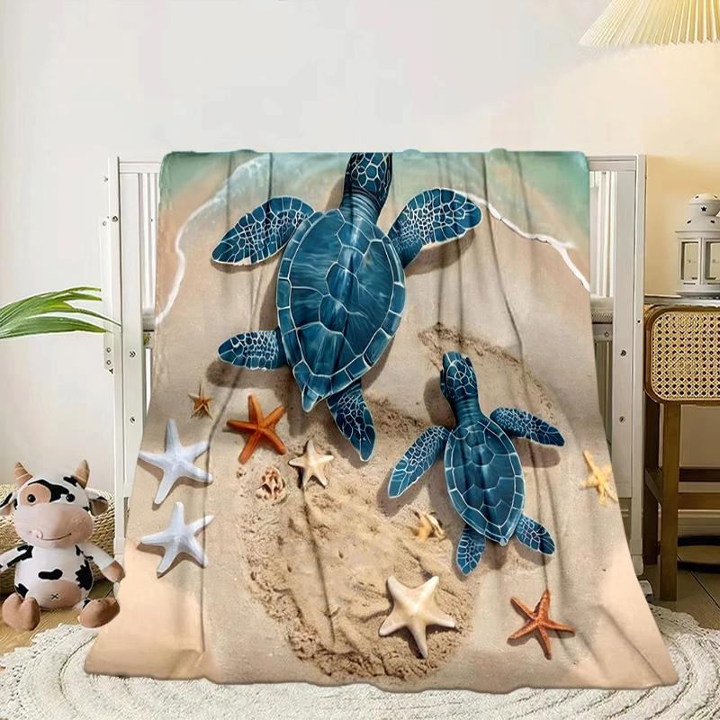 Ocean Love Turtles Blanket Flannel Blanket for Bed, Sofa, Camping, Hiking, Picnic Essentials, Gift for Family Fan Gifts