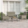 VidaXL Garden Lounge Set 4 Pcs with Cushions Grey Wicker, Outdoor Lounge Set, Furniture Set 319497