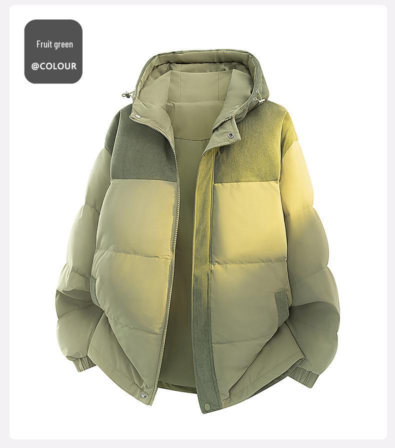 Men's 2025 Winter Corduroy Patchwork Down Jacket - Loose, Casual, Thickened, Warm, Couple Style Coat