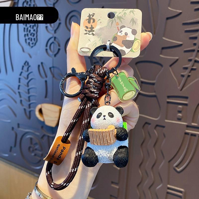 Eight Elegant Panda Car Ornament - Cute Resin Figurine for Desktop Decoration