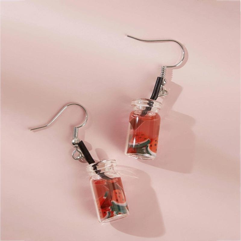 

Веселые креативные серьги с фруктовым пузырем и чаем, маленькие серьги в стиле Харадзюку для милой девушки красный