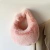 Solid Color Plush Dumpling Bag Simple Style Niche Design Faux Fur Handbag Tote Small Women's Underarm Hobo Bag