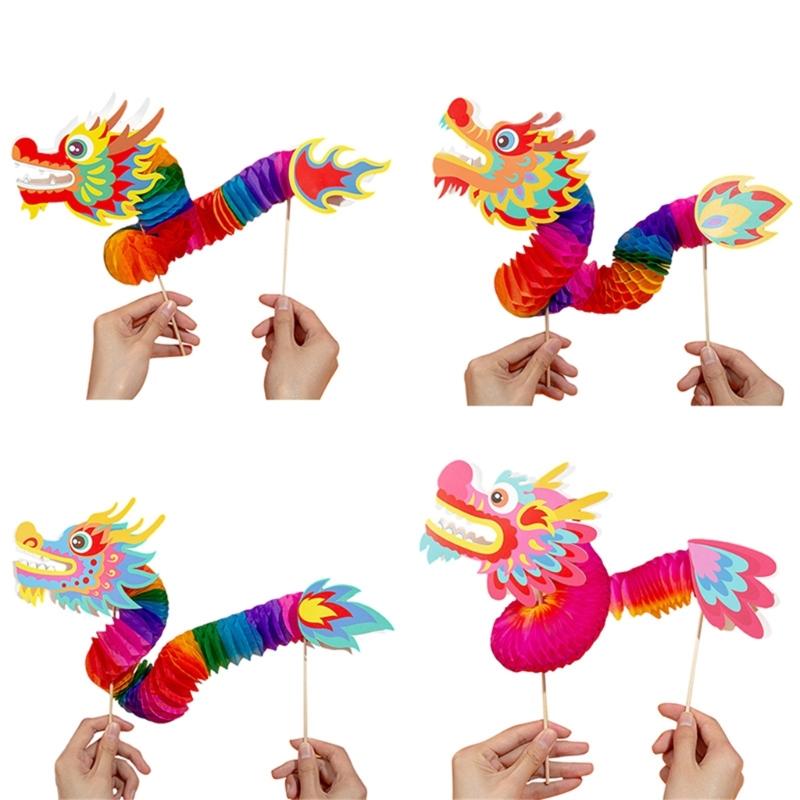 Paper Dragon Puppet Kits Paper Dragon Toy Chines New Year Supplies