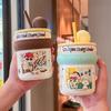 Crayon Xiaoxin Keramiktasse mit Deckel Kinder Strohbecher Niedliche Cartoon Studenten Wassertasse Geburtstagsgeschenkbox