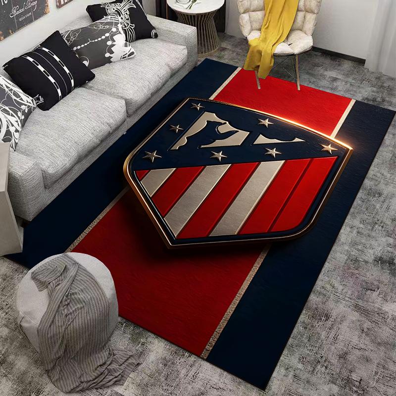 "Red Blue Striped Shield Emblem Carpet for Living Room Decor" Suitable for use as an anti-slip for living room bedroom sofas